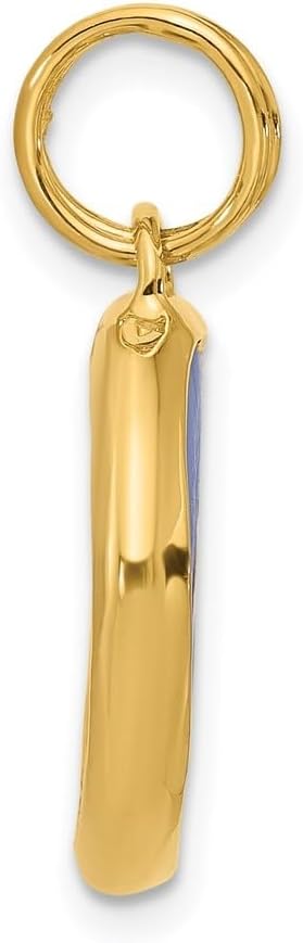 Diamond2Deal 14k Yellow Gold Polished Blue Opaline Glass Eye Charm Pendant (L - 0.91 in W - 0.67 in)