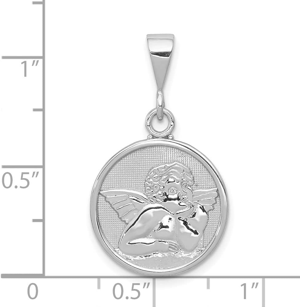 Diamond2Deal 10K White Gold Polished and Satin Angel Charm Pendant (L- 29mm,W- 16mm)
