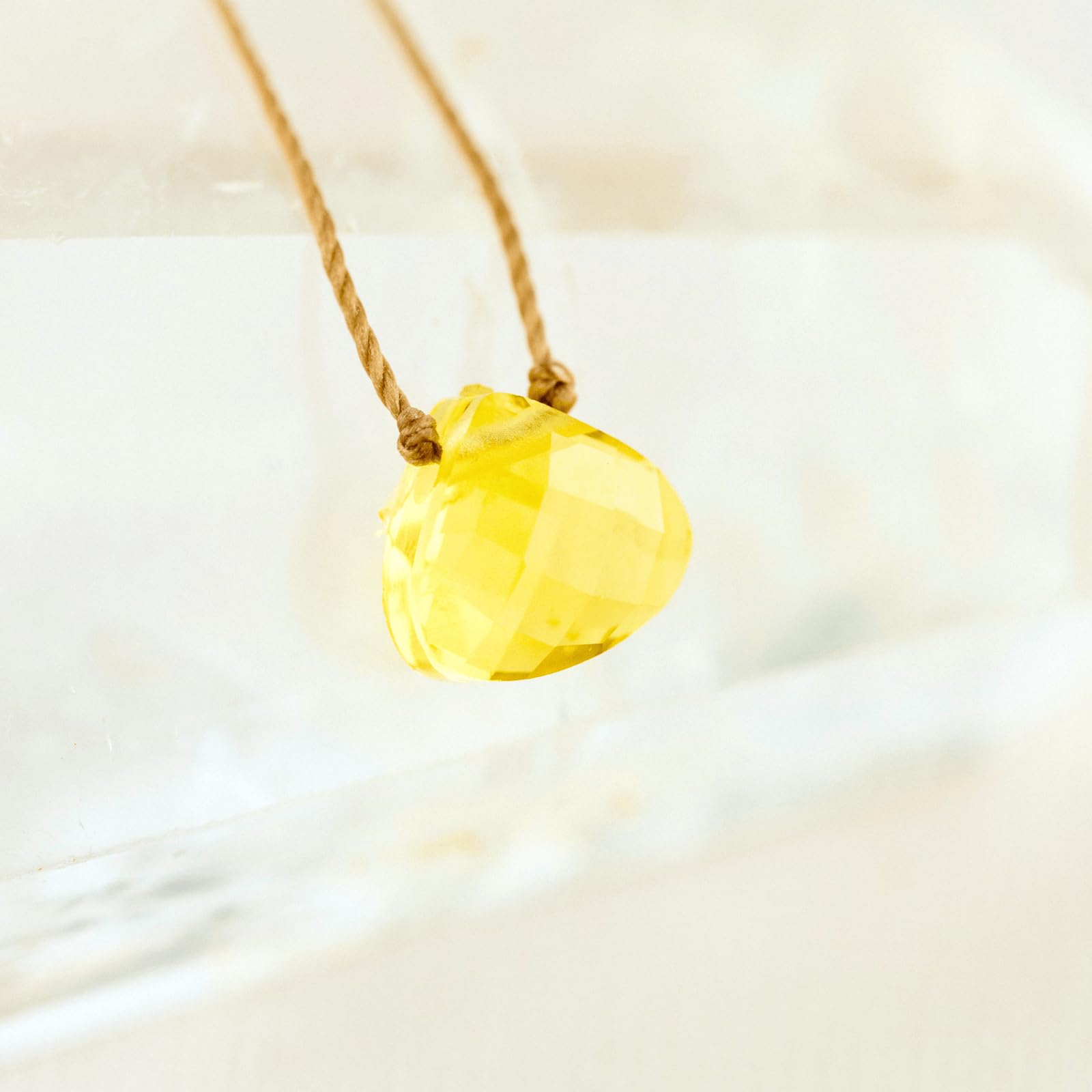 SoulKu Crystal Necklace, Handmade Healing Crystal Jewelry, Inspirational Jewelry For Women, 9x9 mm Cut Glass Crystal, Lobster Clasp and Extender with 16" Nylon Cord