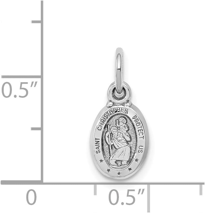 Diamond2Deal 10k White Gold ST. Christopher Medal Pendant and Charm
