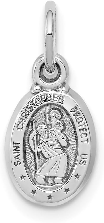 Diamond2Deal 10k White Gold ST. Christopher Medal Pendant and Charm