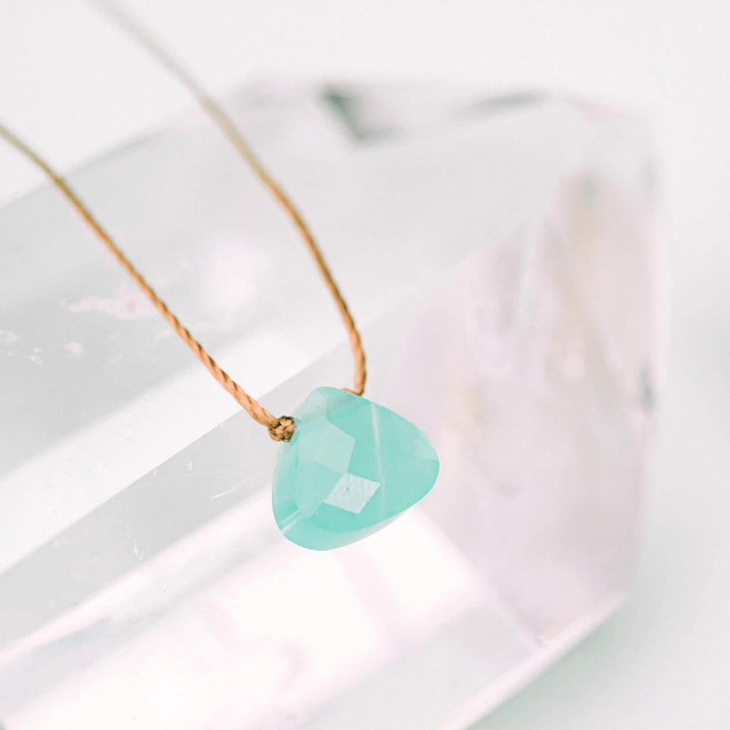 SoulKu Crystal Necklace, Handmade Healing Crystal Jewelry, Inspirational Jewelry For Women, 9x9 mm Cut Glass Crystal, Lobster Clasp and Extender with 16" Nylon Cord
