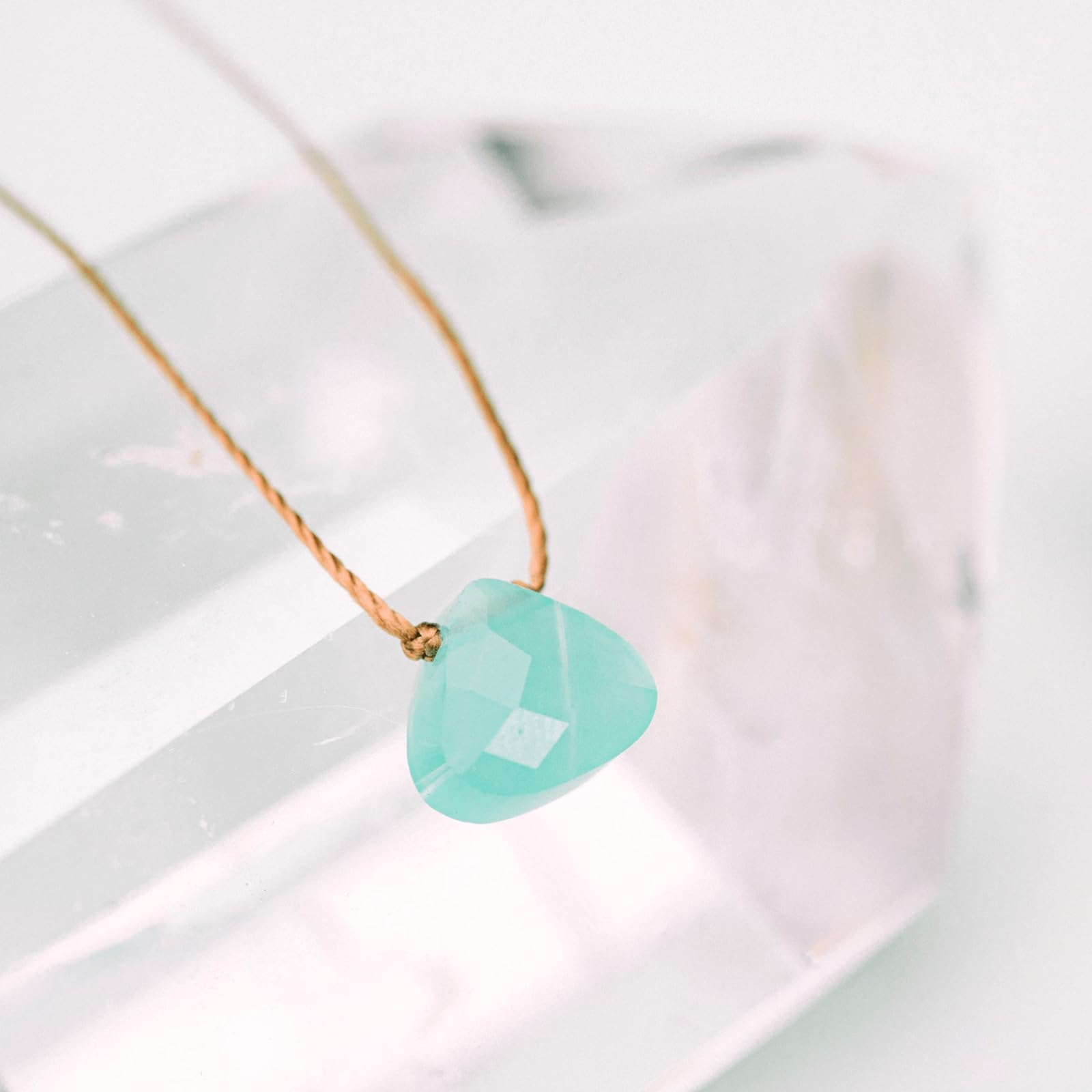 SoulKu Crystal Necklace, Handmade Healing Crystal Jewelry, Inspirational Jewelry For Women, 9x9 mm Cut Glass Crystal, Lobster Clasp and Extender with 16" Nylon Cord