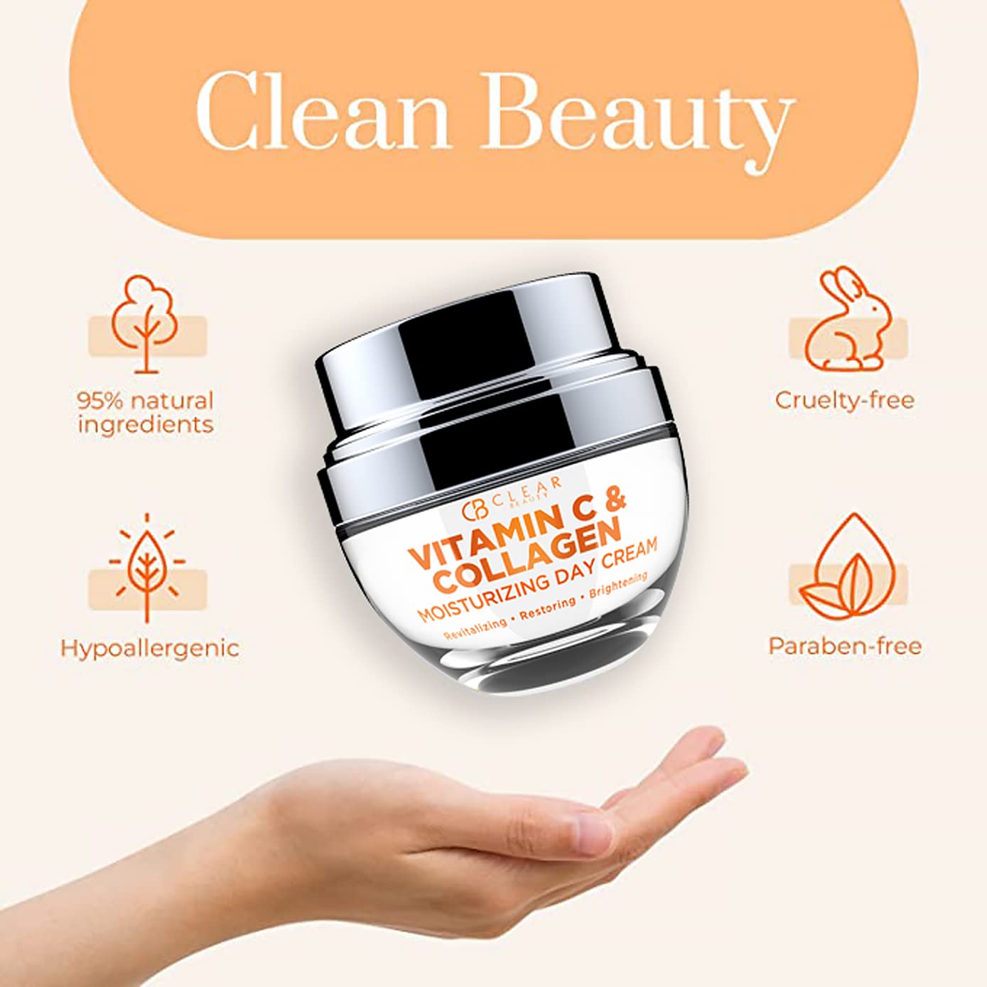 Vitamin C & Collagen Day/Night Moisturizer - Dermatologist Tested, Restores & Brightens Skin Tone, Hydrating & Firming, Anti-Aging Cream, Cruelty Free Korean Skin Care - 2 Pack