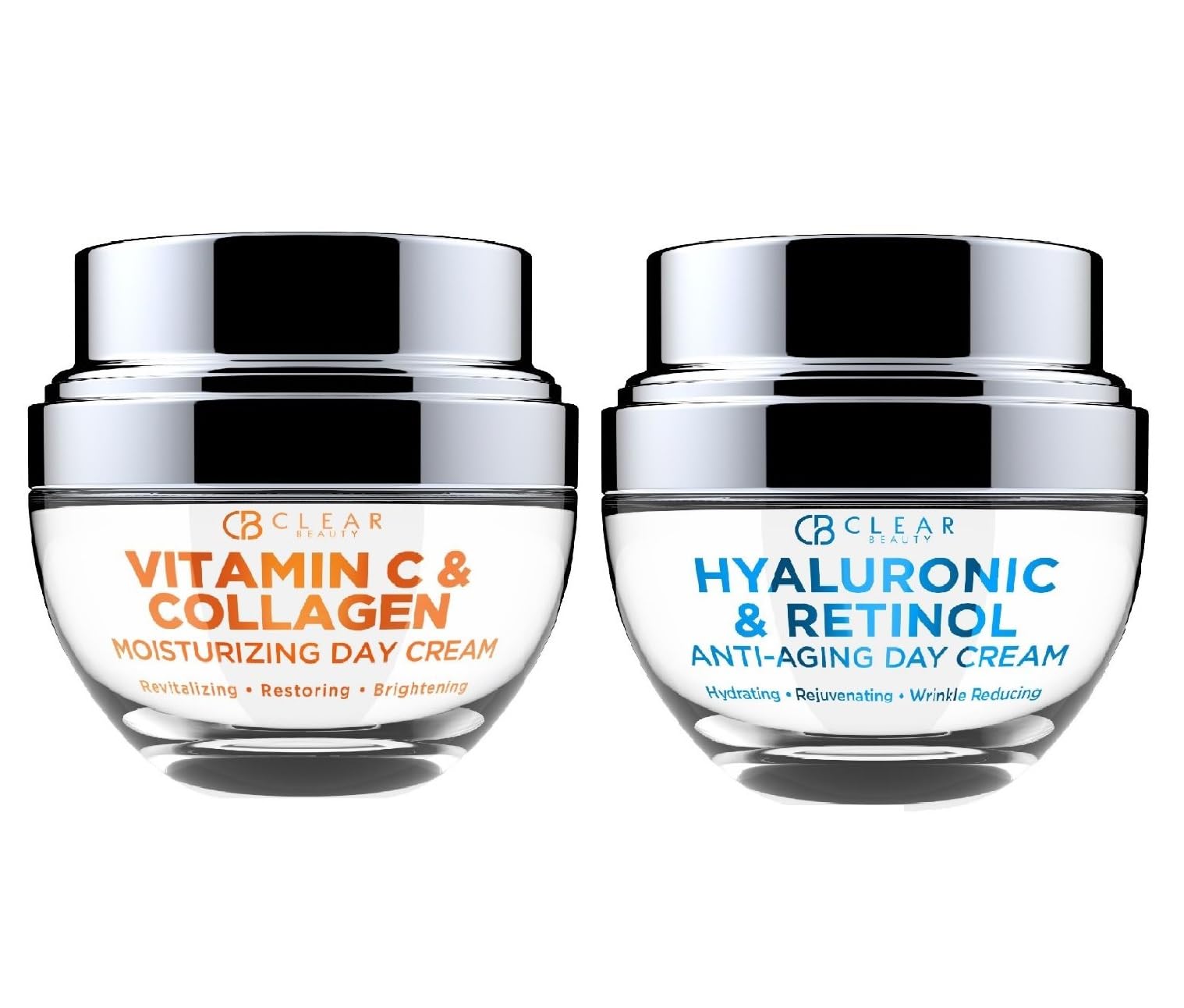 Vitamin C & Collagen Day/Night Moisturizer - Dermatologist Tested, Restores & Brightens Skin Tone, Hydrating & Firming, Anti-Aging Cream, Cruelty Free Korean Skin Care - 2 Pack
