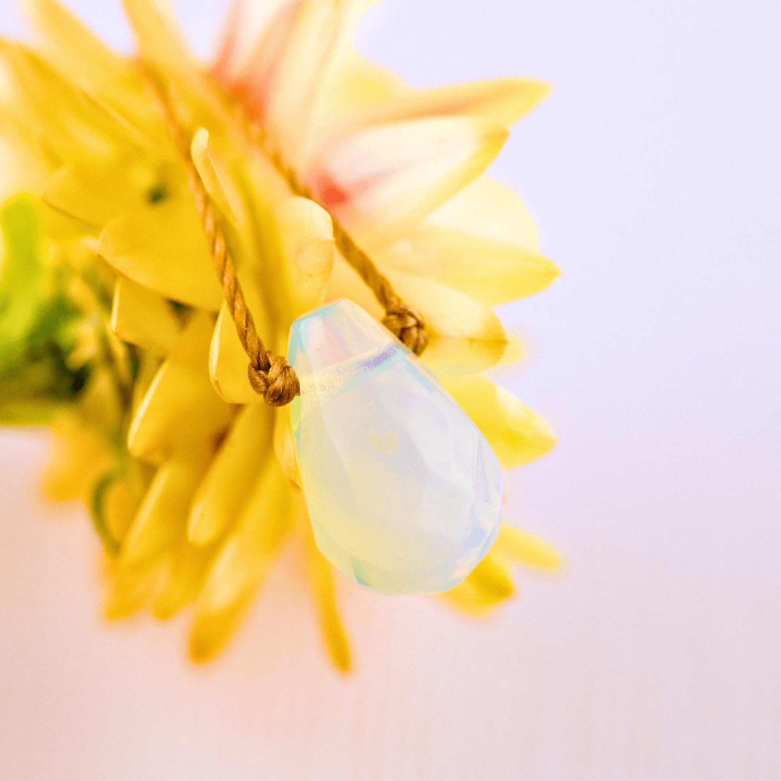 SoulKu Crystal Necklace, Handmade Healing Crystal Jewelry, Inspirational Jewelry For Women, 9x9 mm Cut Glass Crystal, Lobster Clasp and Extender with 16" Nylon Cord