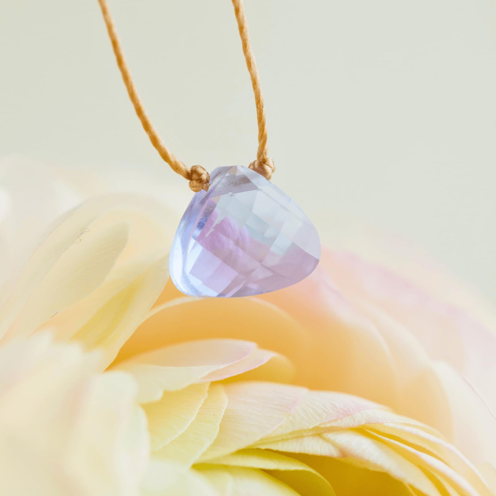 SoulKu Crystal Necklace, Handmade Healing Crystal Jewelry, Inspirational Jewelry For Women, 9x9 mm Cut Glass Crystal, Lobster Clasp and Extender with 16" Nylon Cord