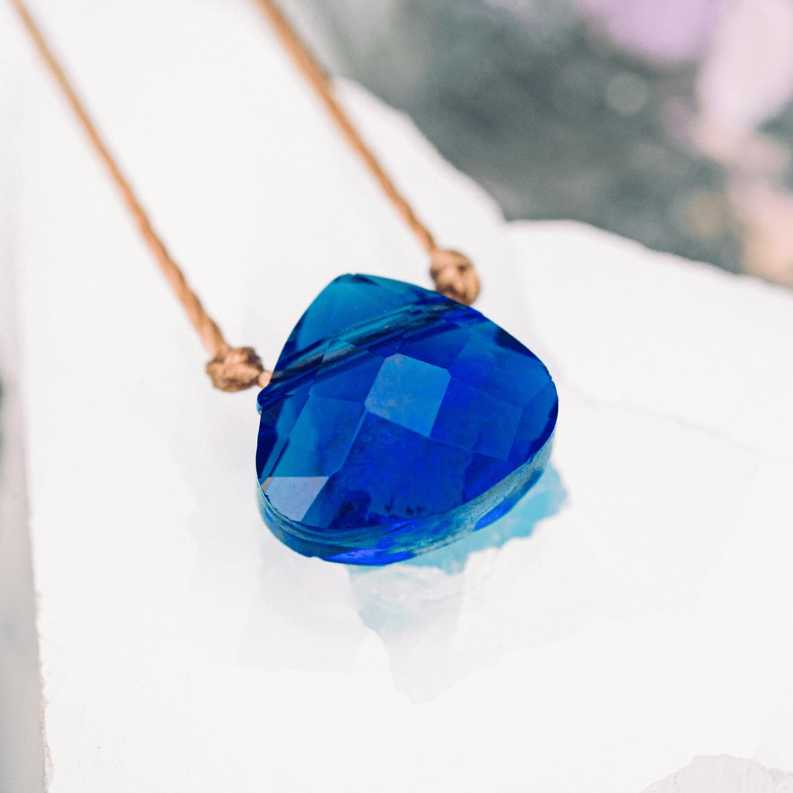 SoulKu Crystal Necklace, Handmade Healing Crystal Jewelry, Inspirational Jewelry For Women, 9x9 mm Cut Glass Crystal, Lobster Clasp and Extender with 16" Nylon Cord