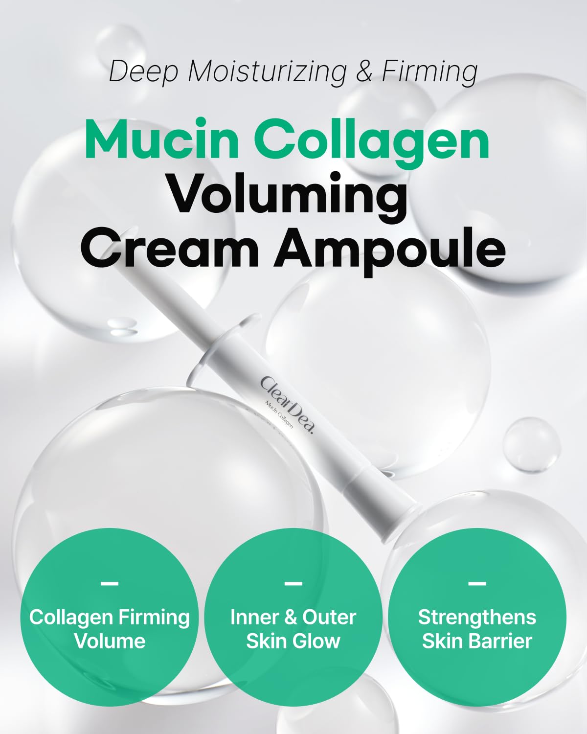 Mucin Collagen Cream Ampoule for face – Collagen-Powered Hydrating & Firming Skincare, Non-Greasy, Revitalizing Serum Glass Skin Korean Beauty for All Skin Types, 4ml x 5