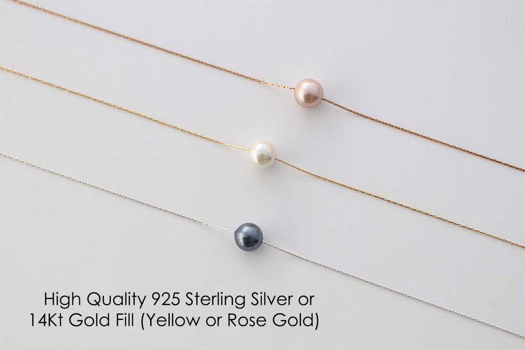 Personalized Inspirational Gifts, Strength and Hope Single Pearl Necklace with Meaningful Message, 14K Rose or Yellow Gold Filled or Sterling Silver