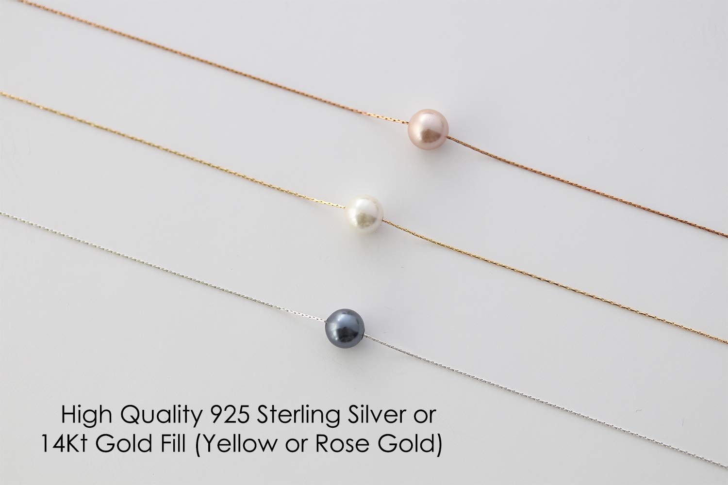 Personalized Inspirational Gifts, Strength and Hope Single Pearl Necklace with Meaningful Message, 14K Rose or Yellow Gold Filled or Sterling Silver