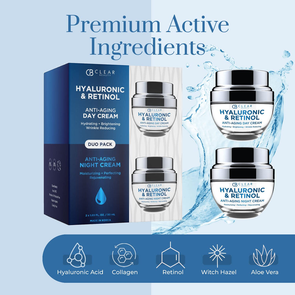 Vitamin C & Collagen Day/Night Moisturizer - Dermatologist Tested, Restores & Brightens Skin Tone, Hydrating & Firming, Anti-Aging Cream, Cruelty Free Korean Skin Care - 2 Pack