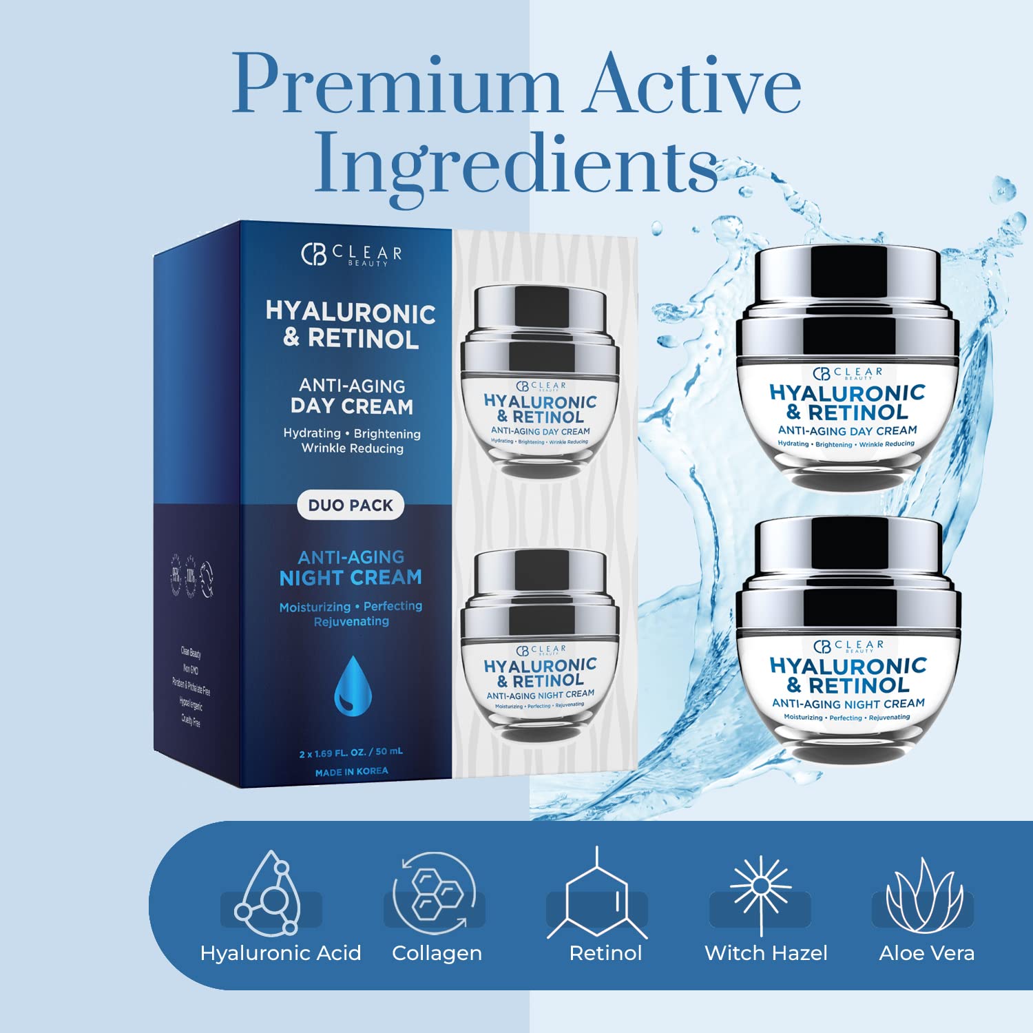 Vitamin C & Collagen Day/Night Moisturizer - Dermatologist Tested, Restores & Brightens Skin Tone, Hydrating & Firming, Anti-Aging Cream, Cruelty Free Korean Skin Care - 2 Pack