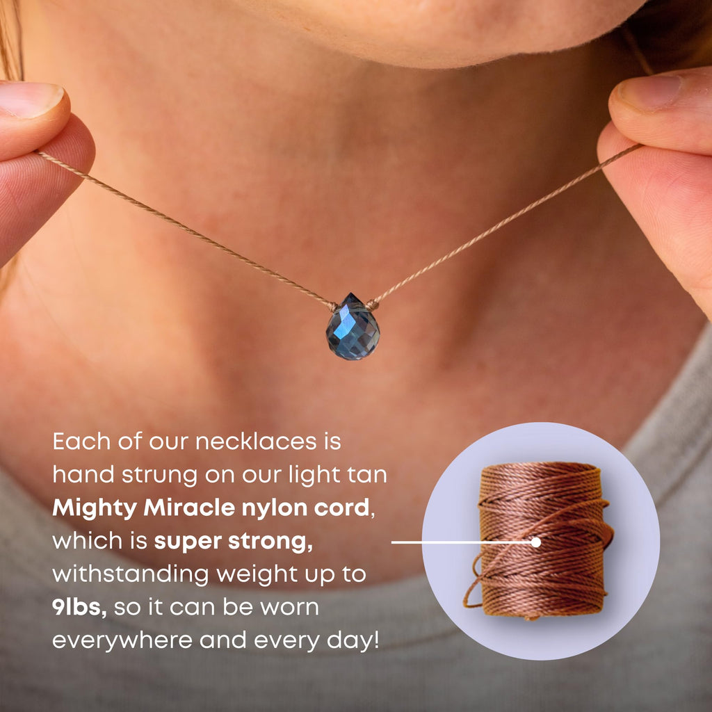 SoulKu Crystal Necklace, Handmade Healing Crystal Jewelry, Inspirational Jewelry For Women, 9x9 mm Cut Glass Crystal, Lobster Clasp and Extender with 16" Nylon Cord
