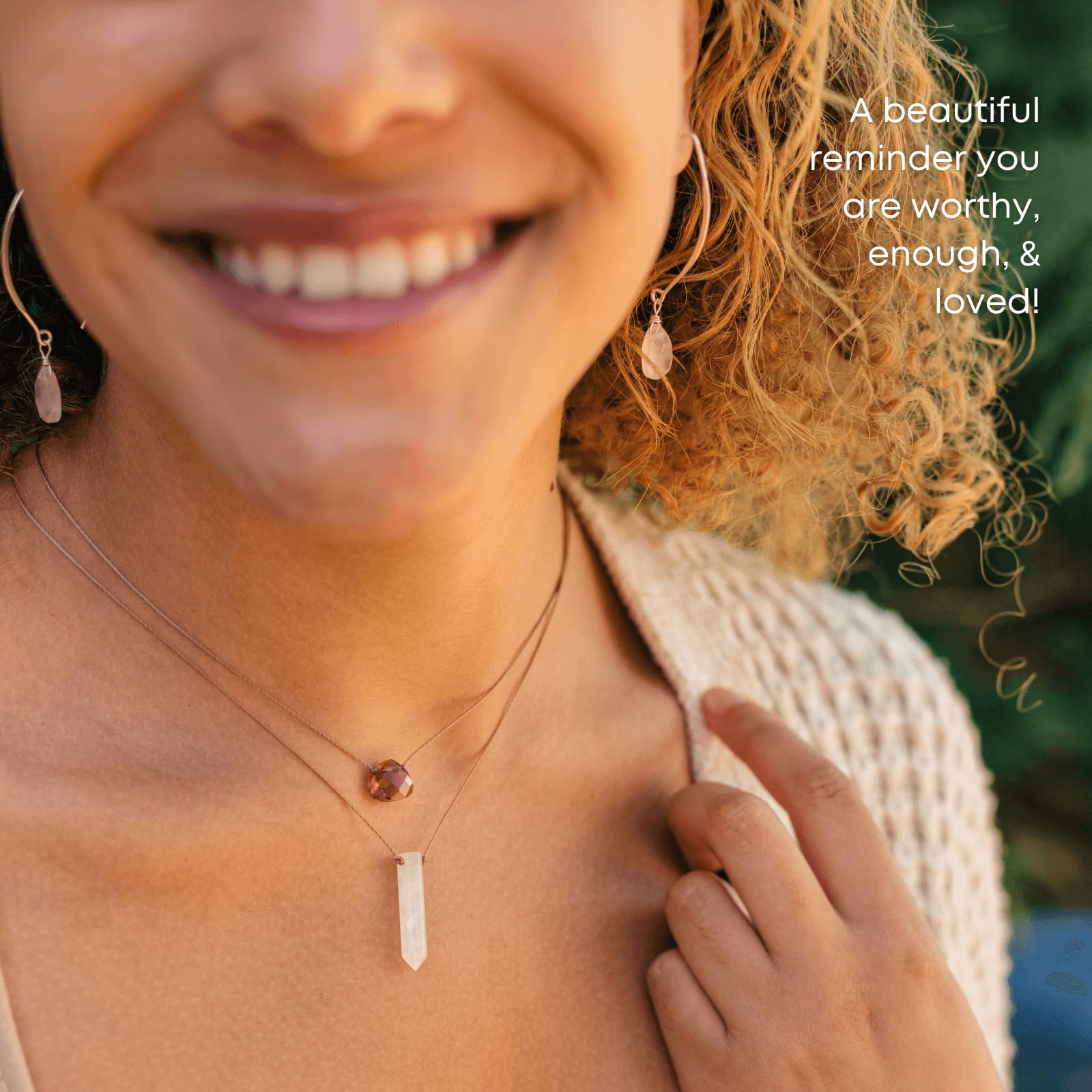 SoulKu Crystal Necklace, Handmade Healing Crystal Jewelry, Inspirational Jewelry For Women, 9x9 mm Cut Glass Crystal, Lobster Clasp and Extender with 16" Nylon Cord