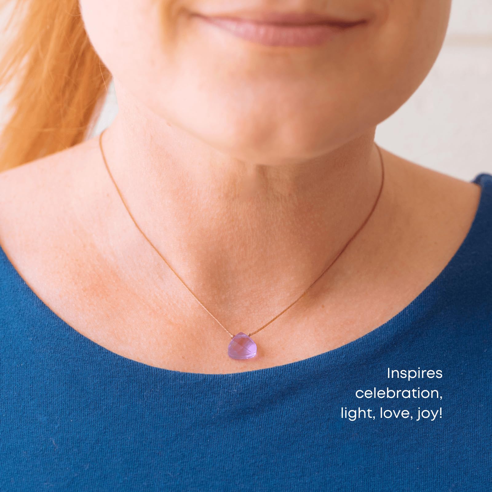 SoulKu Crystal Necklace, Handmade Healing Crystal Jewelry, Inspirational Jewelry For Women, 9x9 mm Cut Glass Crystal, Lobster Clasp and Extender with 16" Nylon Cord