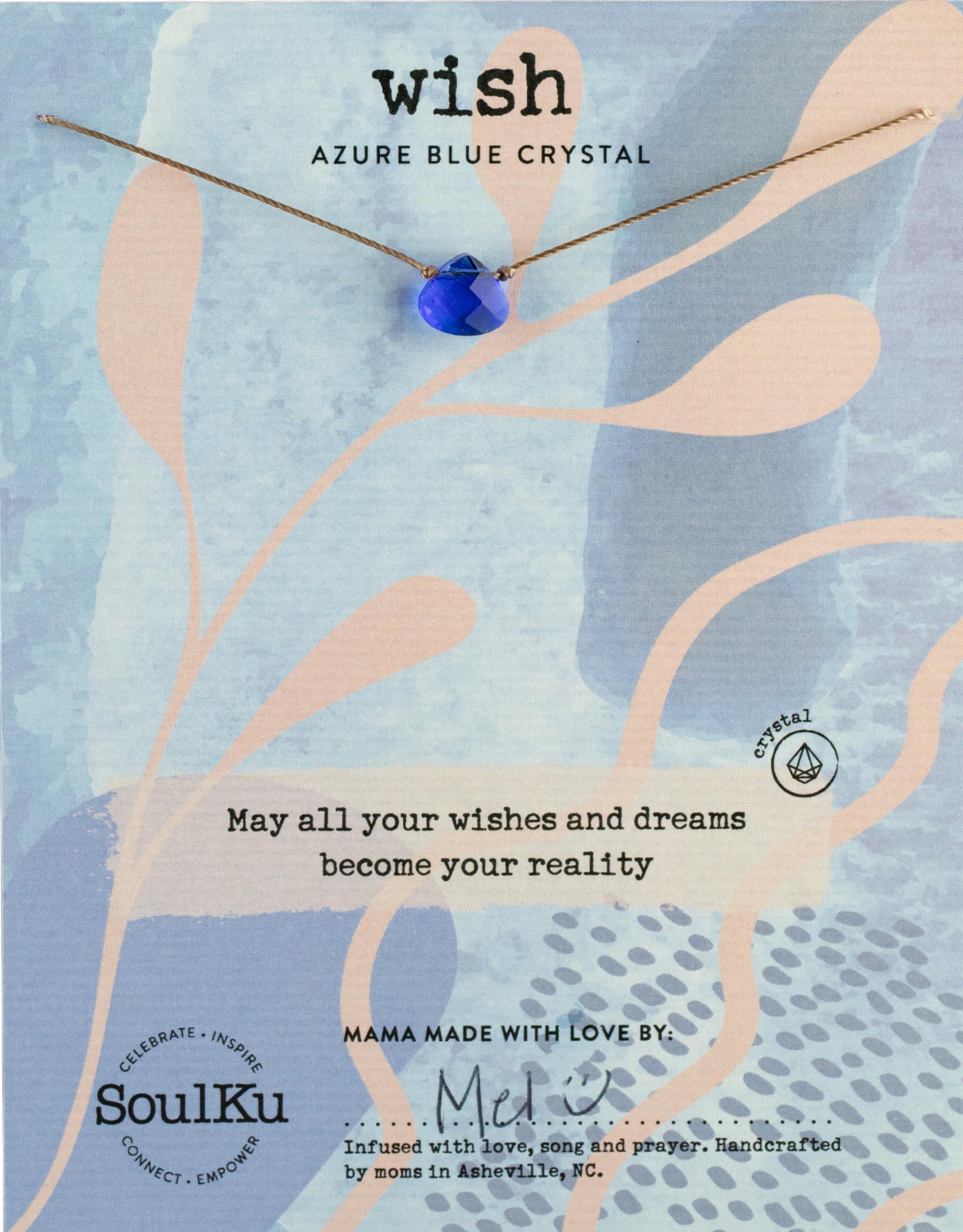 SoulKu Crystal Necklace, Handmade Healing Crystal Jewelry, Inspirational Jewelry For Women, 9x9 mm Cut Glass Crystal, Lobster Clasp and Extender with 16" Nylon Cord