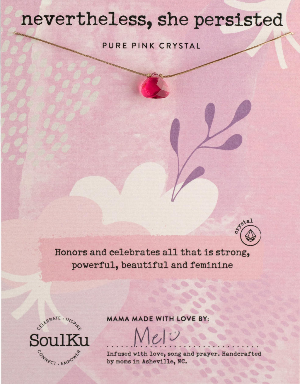 SoulKu Crystal Necklace, Handmade Healing Crystal Jewelry, Inspirational Jewelry For Women, 9x9 mm Cut Glass Crystal, Lobster Clasp and Extender with 16" Nylon Cord