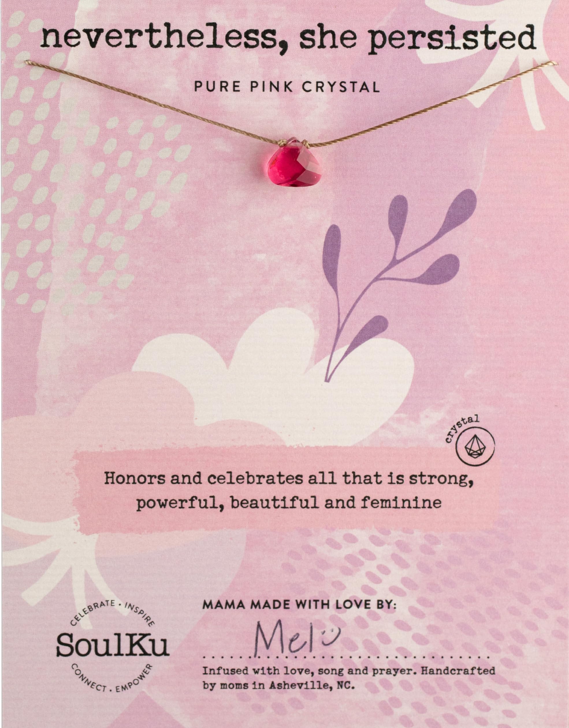 SoulKu Crystal Necklace, Handmade Healing Crystal Jewelry, Inspirational Jewelry For Women, 9x9 mm Cut Glass Crystal, Lobster Clasp and Extender with 16" Nylon Cord
