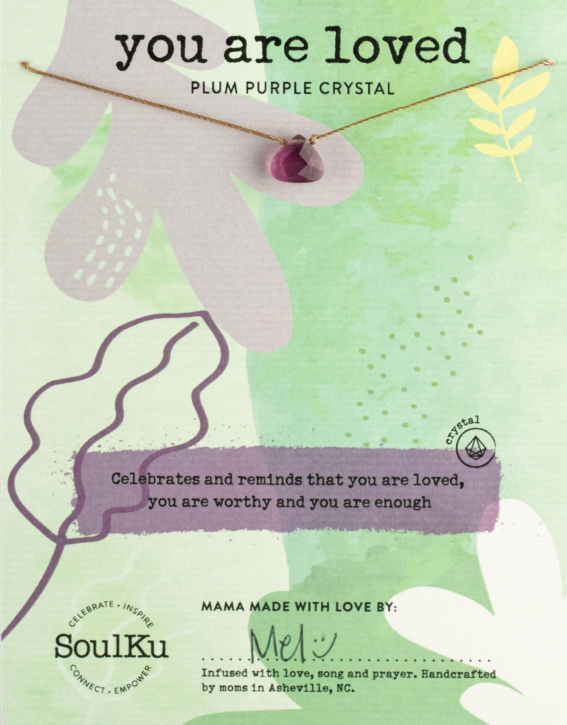 SoulKu Crystal Necklace, Handmade Healing Crystal Jewelry, Inspirational Jewelry For Women, 9x9 mm Cut Glass Crystal, Lobster Clasp and Extender with 16" Nylon Cord