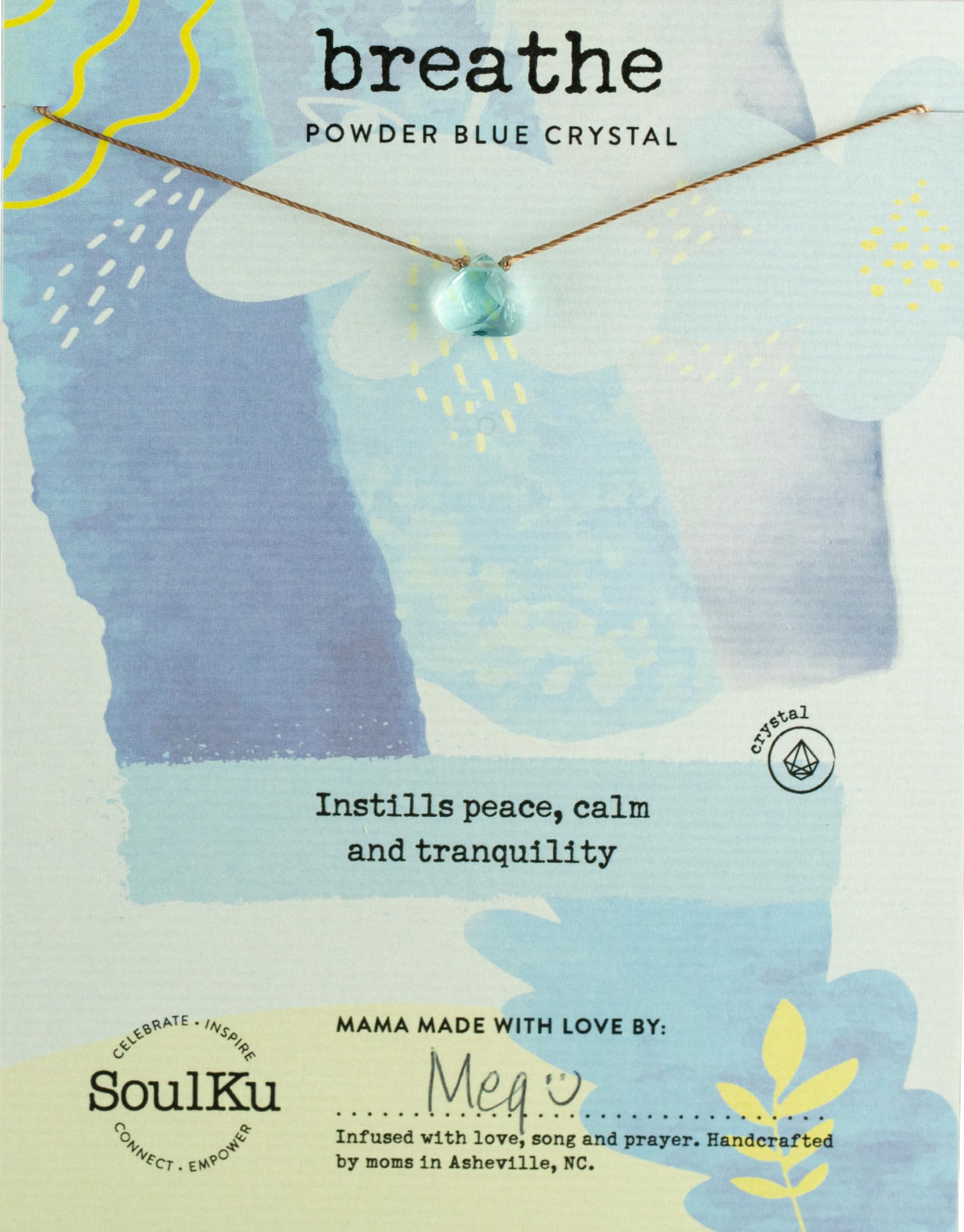 SoulKu Crystal Necklace, Handmade Healing Crystal Jewelry, Inspirational Jewelry For Women, 9x9 mm Cut Glass Crystal, Lobster Clasp and Extender with 16" Nylon Cord