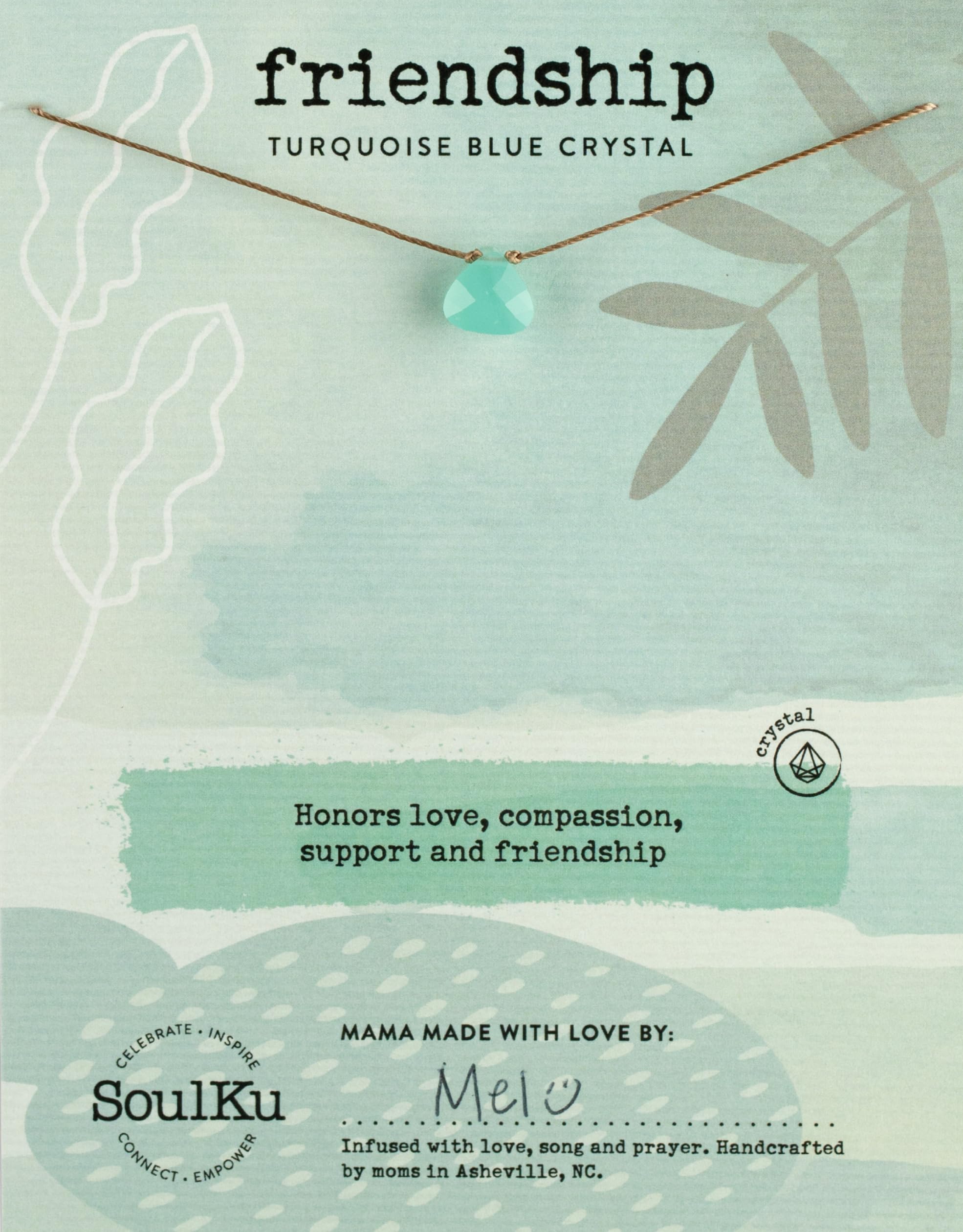 SoulKu Crystal Necklace, Handmade Healing Crystal Jewelry, Inspirational Jewelry For Women, 9x9 mm Cut Glass Crystal, Lobster Clasp and Extender with 16" Nylon Cord