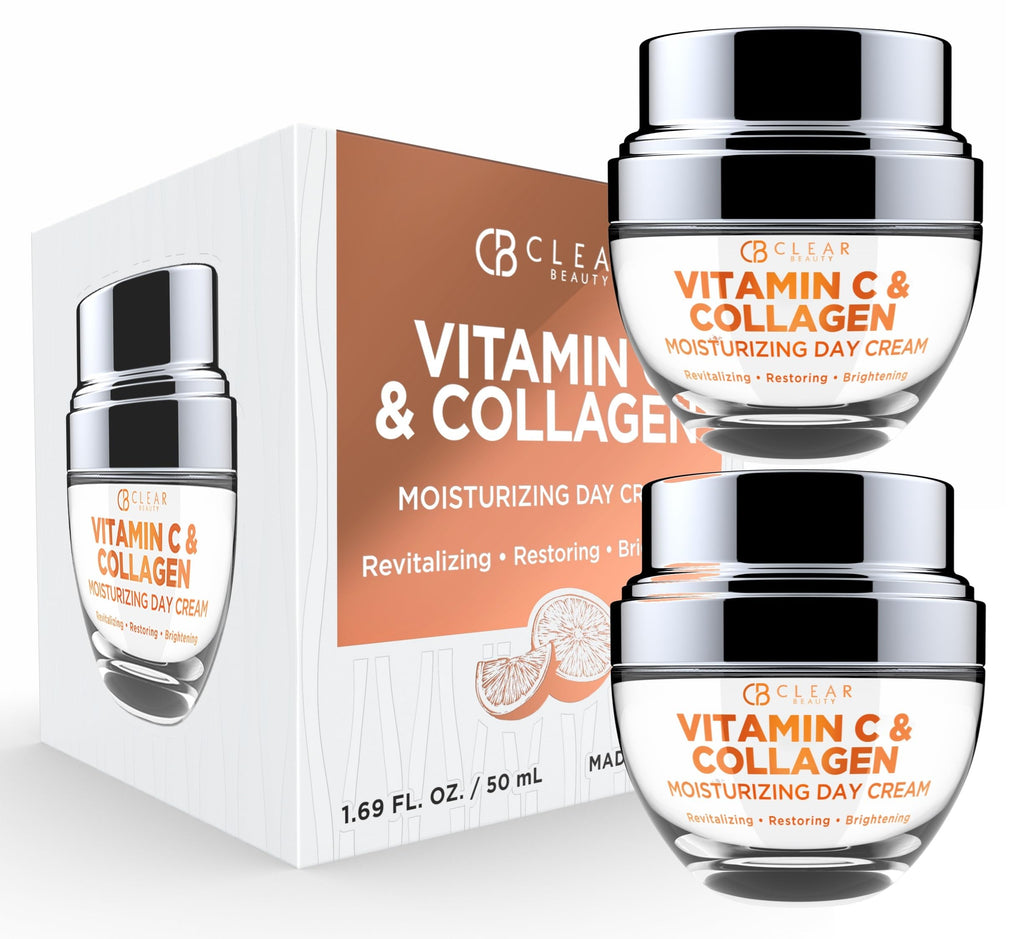 Vitamin C & Collagen Day/Night Moisturizer - Dermatologist Tested, Restores & Brightens Skin Tone, Hydrating & Firming, Anti-Aging Cream, Cruelty Free Korean Skin Care - 2 Pack